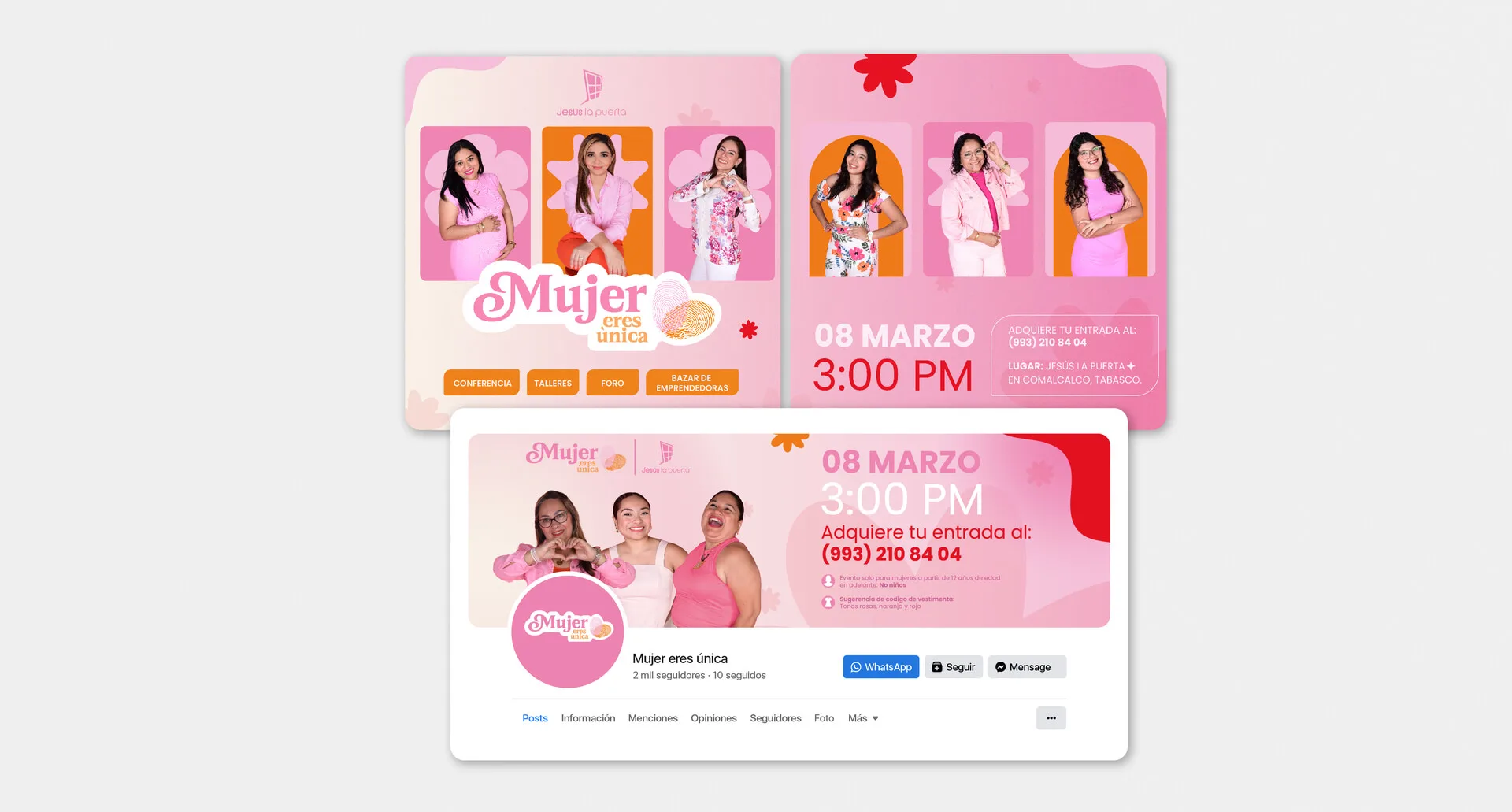 Crunar evento mujer eres unica mockup